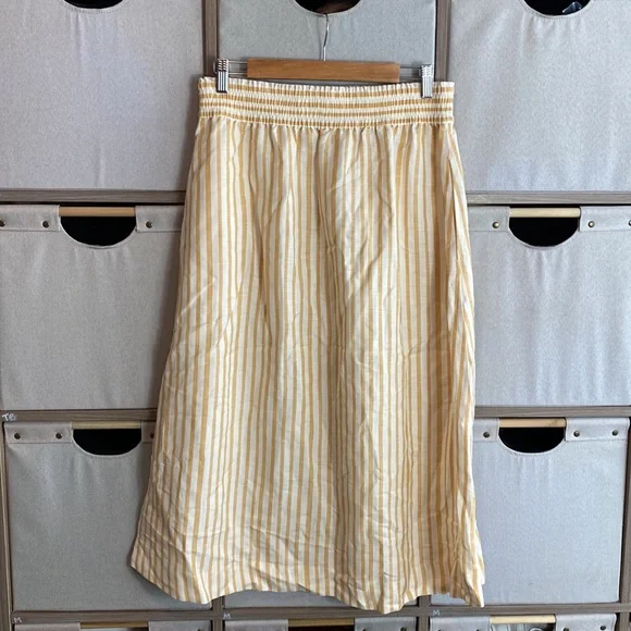 Madewell smocked waist striped linen blend midi skirt - Picture 5 of 5
